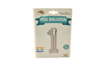 Balon folie argintiu cifra 1 76cm