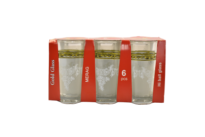 Set 6 pahare 250ml gold glass