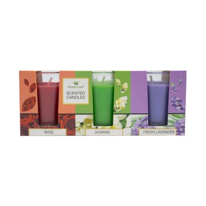 Set 3 lumanari parfumate pahar, Jasmine+Lavender+Rose