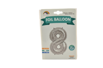 Balon folie argintiu cifra 8 76cm