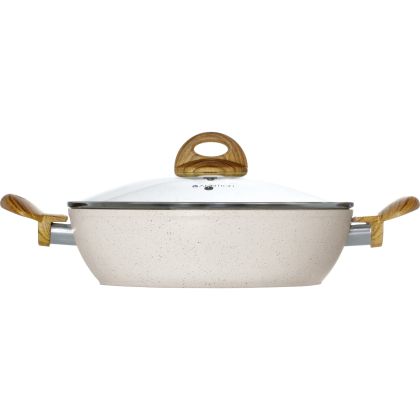 Tigaie adanca cu capac 28cm cu inv.Efect de piatra nat 80037
