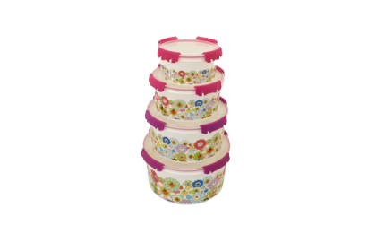 Set 4 caserole rotunde, din plastic