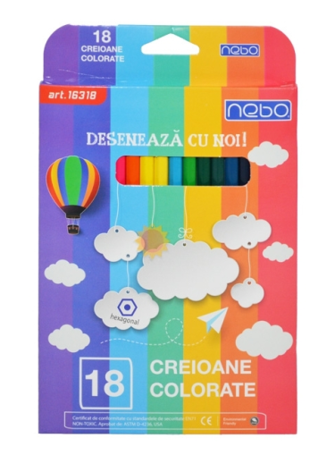 Creioane colorate hexagonale set 18 16318 nebo              