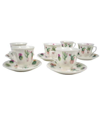 Set 6 cesti cu farfurii  din ceramica 90-cactus b3a52
