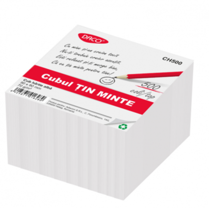 Cub hartie alb 9x9cm 500 coli daco ch500                    