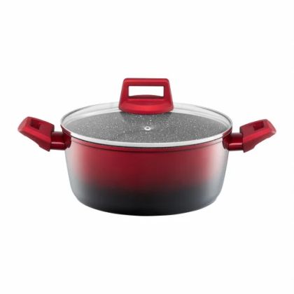 Oala cu capac 24cm/4.3l qualum ceramic stone red 22337