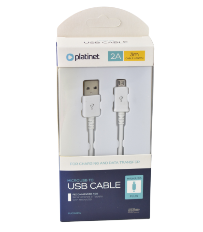 Platinet cablu usb-micro usb 3m puc3mbw