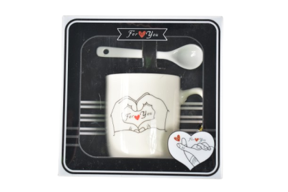 Cana cu lingurita din ceramica love for you 7 cm 23160