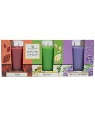 Set 3 lumanari parfumate pahar, Jasmine+Lavender+Rose