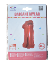 Balon mylar cifra 1 rosu 40cm fb0360