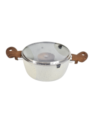 Oala cu capac sticla 20cm/2.2l cu invelis stone efect nature