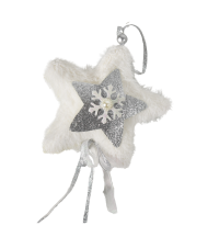 Ornament craciun steluta alba cu glitter 32cm at-220318