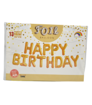 Set litere din aluminiu auriu happy birthday