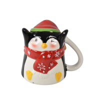 Cana termica figurina upside down pinguin cu fular rosu 320m