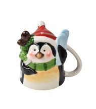 Cana termica figurina upside down pinguin cu fular verde 320