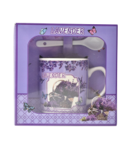 Cana cu lingurita din ceramica lavender 8cm 23428