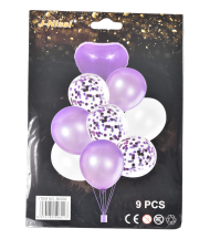 Set baloane (8buc+1buc inima folie) mov/ivory n002