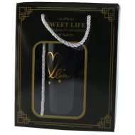 Cana ceramica cu lingurita metalica love negru/auriu